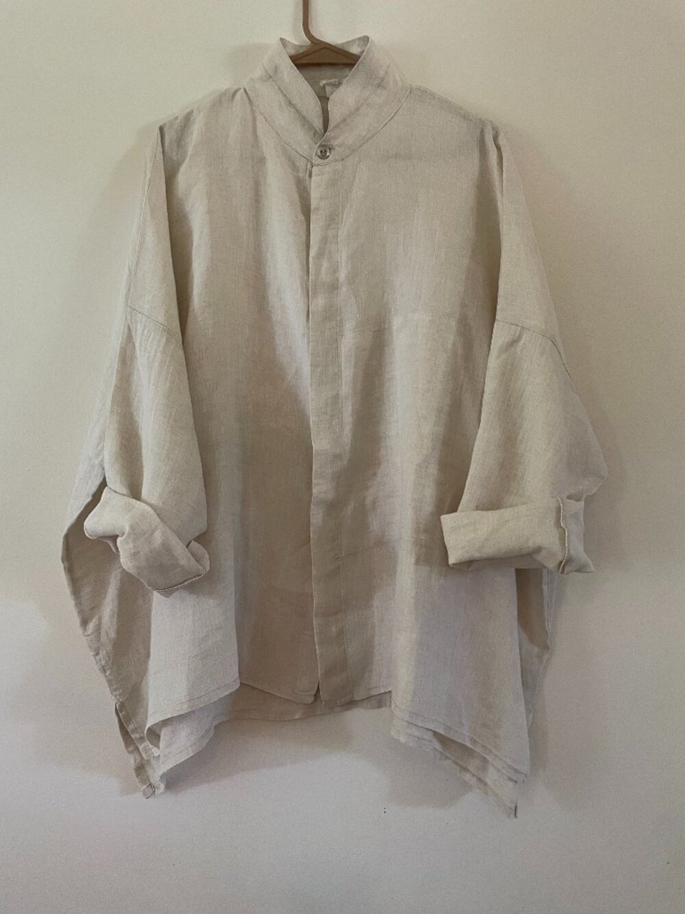 Planet by Lauren G Oversized Funky Blouse Tunic Modern OS in 100% natural beige